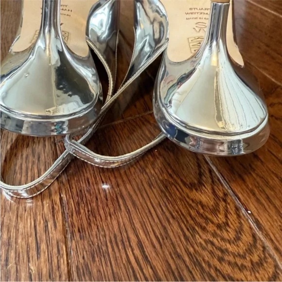 Stuart Weitzman 50 Silver Slingback Kitten Heels | Size 8 | New in Box - Picture 7 of 11